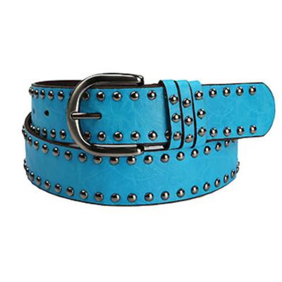 China Style casual punk ladies belt belt fashionable casual women's pants rivet fashion trend blue belt new for sale