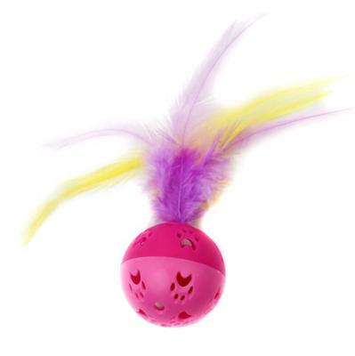 China Viable Line Dog Cat Interactive Rope Ball Toy Pipe Pineapple Shape With Feather Toy Ball For Dog Cat for sale