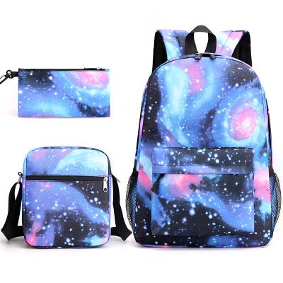 China Waterproof Star 3 Piece Set Backpack Factory Rainbow Lunch Bag OEM Laptop School Backpack for sale