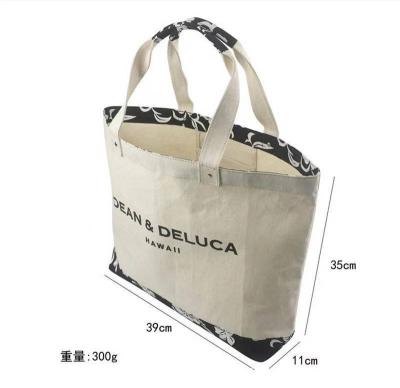 China Fashion Japan Export DEAN&DELUCA Canvas One-shoulder Shopping Bag Tote Large Capacity Fashionable Printing Handbag for sale