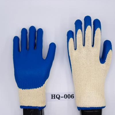 China Work Safety Gloves Anti-Slip Red Latex CE Coated Polyester Knitted Work Gloves Blue Latex Flat Gloves for sale