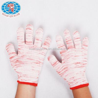 China Anti-slip gloves 7G 10G polyethylene cotton cheap Wor women and farmers knitted pattern 7G nylon gloves multi and mixed color yarn price for sale