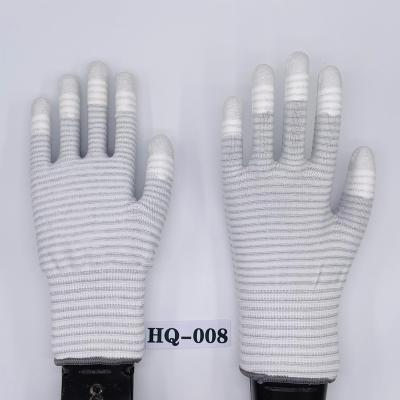 China Carbon Antistatic Coating Superior Fit Glove Finger Coated White PU Anti Static Touch Screen ESD Work Glove for sale