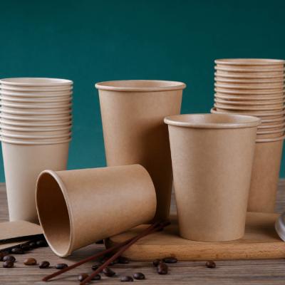 China Biodegradable Packaging Paper Coffee Cups With Lid Single Wall Paper Cups Take Away Paper Cup for sale