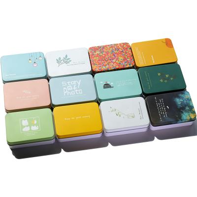 China Customized Rectangular Exquisite Gift Box Style Art Design Tin Packaging Card Storage Box Heat Transfer Boxes for sale