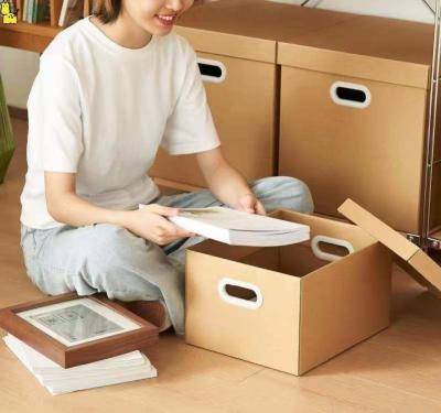 China Recyclable Foldable Corrugated Cardboard Paper Banker Archive Box Storage Box for sale