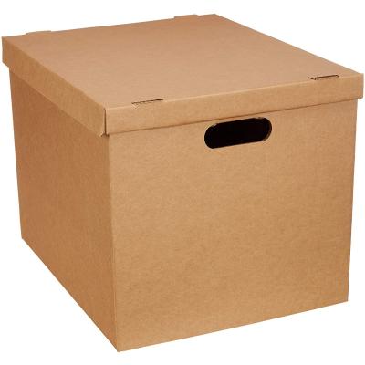 China Recyclable Foldable Corrugated Cardboard Paper Banker Archive Box Corrugated Storage Box With Lid for sale