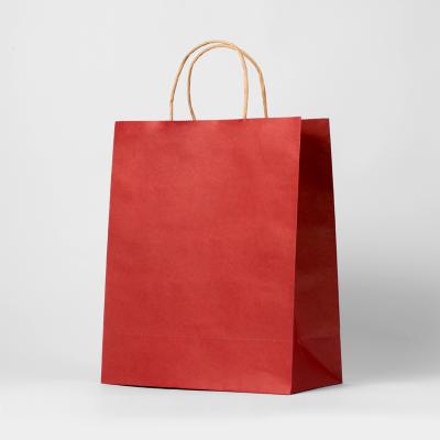 China Aseptic Recyclable Kraft Paper Bag With Twisted Handle Reusable Paper Shopping Bags With Logo Printed for sale