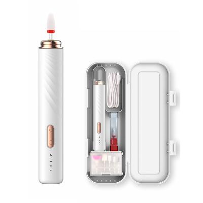 China 2022 New Stainless Steel USB Design Pen Rechargeable Cordless Electric Nail Polisher With Travel Storage Case for sale