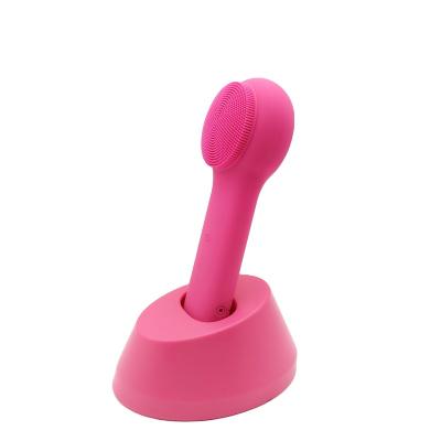 China Plastic High Quality Hot And Cold Vibration Waterproof Face Deep Cleansing Anti Aging Brush Cleaner With Stand for sale