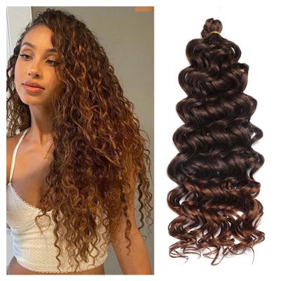 China Hot Selling 20Inch 80G Burgundy Deep Wave Braiding Hair Ready To Ship Wholesale Bouncy Deep Wave Twist Crochet Synthetic Fiber Braiding Hair Extension for sale