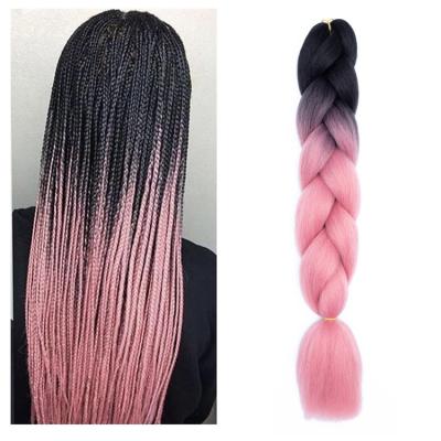 China Hot Sale Colorful Wholesale Synthetic Hair Braiding Hair Extensions 24Inch 100G Two Tone Three Tone Jumbo Ombre Hair Extensions For Woman for sale