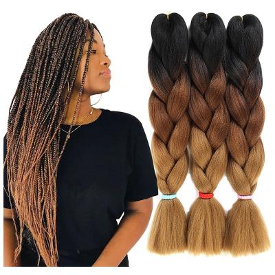 China Wholesale 100G Ombre Elephant Ombre Braiding Hair 24Inch 100G Glowing Braiding African Hair High Quality Two Tone Ombre Hair for sale