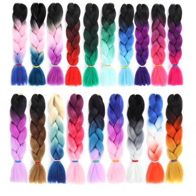 China Ombre Braiding Hair Pre Stretched Green Hign Quality 24 Inches Free Shipping 3 Tone Ombre Braiding Hair Jumbo Braid Ultra Synthetic Hair Extension for sale