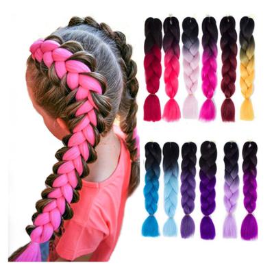 China Free Sample 24Inch 100G Two Tone Three Tone Jumbo Ombre Hair Synthetic Braiding Hair Extensions Wholesale Hot Sale Synthetic Braiding Hair Extensions For Woman for sale