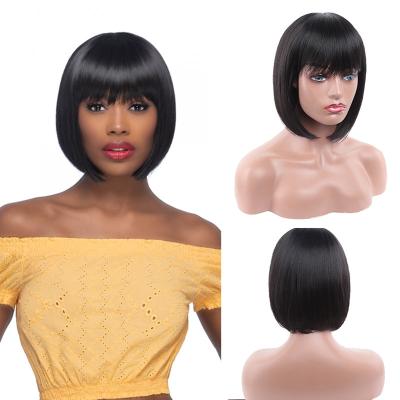 China Silky Straight Wave Synthetic Hair Wig For White Women Natural Wavy Short Lead Style Pixie Cut Wigs With Bangs Blonde Hair Wig for sale