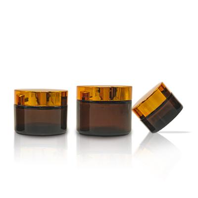 China Hot Sale 15g 30g 50g 100g Cosmetic Empty Amber Cosmetic Glass Face Cream Jar Jars With Lids for sale