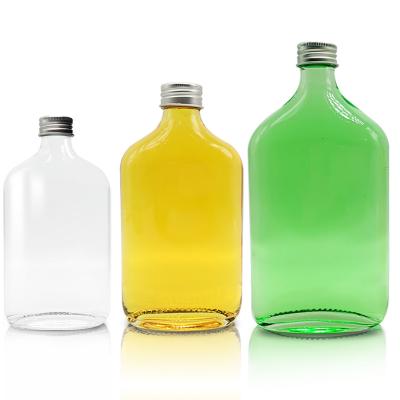 China Empty Glass Juice Bottle Flat Square Bottles Various Size 250ml 300ml 500ml Environmentally Friendly Clear For Juice for sale