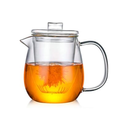 China 650ml Clear Glass Teapot Eco-friendlyhI Popular and Attractive Viable Coffee High Borosilicate for Office for sale