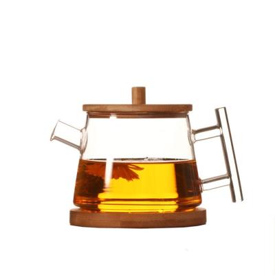 China Viable Coffee Factory Direct Wholesale 500ml Handmade Clear Heat Resistant Glass Teapot for sale