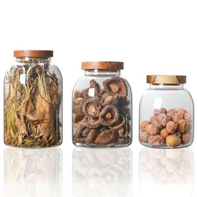 China Eco-Friendly Mini Greenhouse Food Storage Discovery House Coffee Bottle Storage Glass Jar with Bamboo Lid for sale