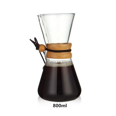 China Viable Custom Wholesale Handmade Glass Pot 800ML China Coffee Pot Heat Resistant Coffee Pot for sale