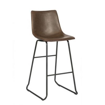 China High Bar Stool Counter Height PU Bar Chair Upholstery Metal Seat Barstools With Metal Legs for sale