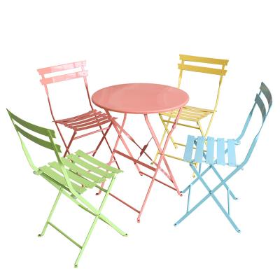 China SM-2010set garden furniture metal folding chair table set foldable outdoor restaurant for sale