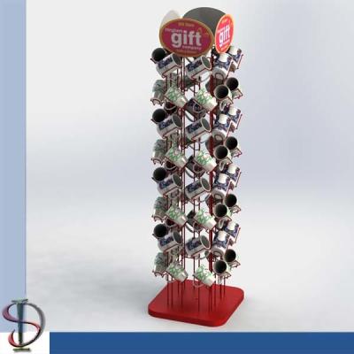 China MUGS RED KIOSK / Metal hooks display stand / Mult-hooks display rack / POP display stand for sale