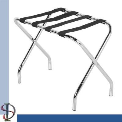 China Folding Round Tube Luggage Rack / Hotel Chrome Luggage Rack / Heavy-duty Luggage Stand / Bedroom Luggage Stand for sale