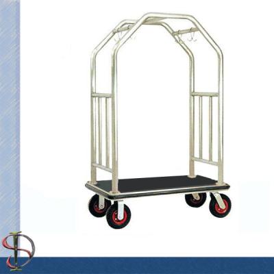 China Hotel Luggage Cart / Chrome Round Bend Tube Luggage Trolley /Heavy-Duty Luggage Cart / Metal Luggage Trolley for sale