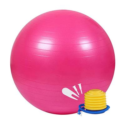 China Custom Logo Round OEM Gym Yoga Ball 45cm55cm65cm75cm Round Inflatable Ball for Yoga and Pilates - With Pump PVC Yoga Fitness Ball for sale