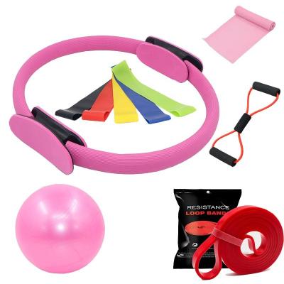 China Durable Fitness Yoga Set Equipment Pilates Rings Circle Yoga Ball Set Leg Arm Muscle Band Resistance Training Bands Set for sale