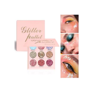 China CmaaDu Waterproof 9 Colors Matte Waterproof And Metallic Glitter Eyeshadow Glitter Eyeshadow Flats Hot Selling Pink Border for sale