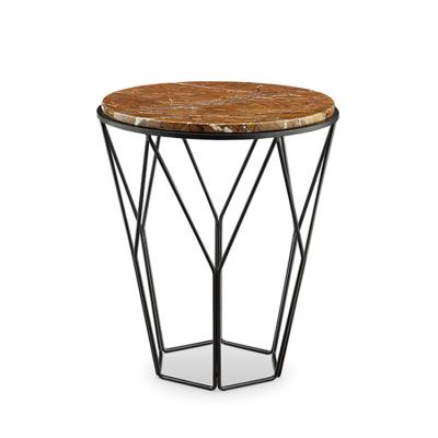 China New Design Modern Trendy Bedroom Nightstand Marble Bedside Furniture Geometric Round Coffee Table Natural Texture for sale