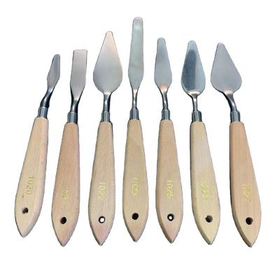 China Oil Panting Stainless Steel Wooden Handle Spatula Palette Painting Knife For Oil Painting for sale