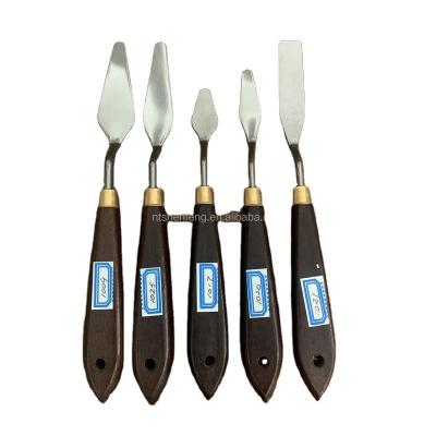 China Wholesale Oil Panting Customized Handle Stainless Steel Wood Palette Knife Set For Painting for sale