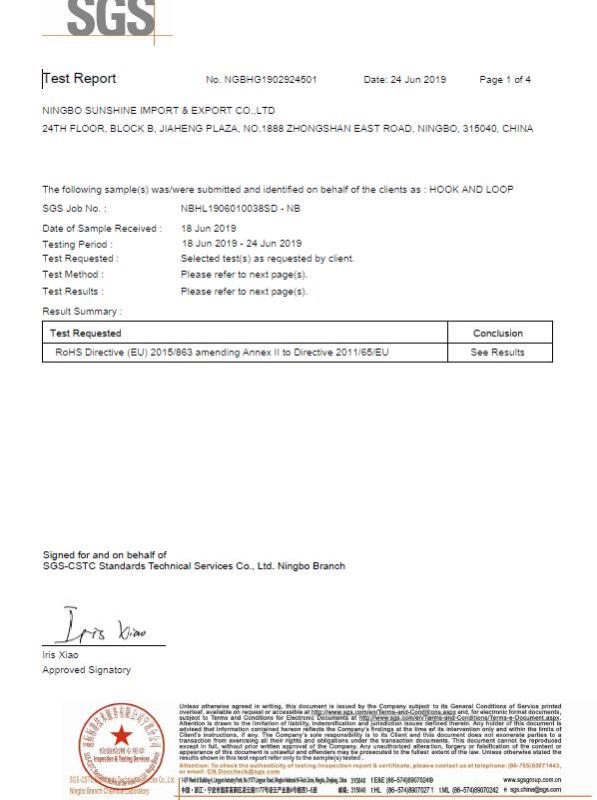 RoHS - Ningbo Sunshine Import & Export Co., Ltd.