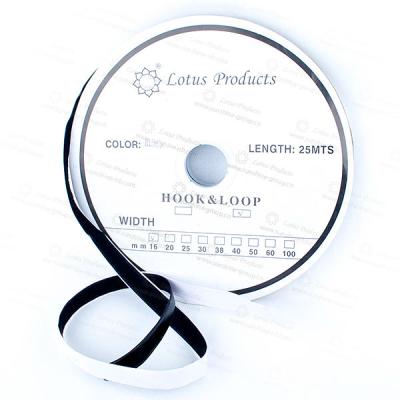 China Sustainable Lotus Brand 12mm To 100mm Black Or White Self Adhesive Hook And Loop Tape With Good Quality for sale