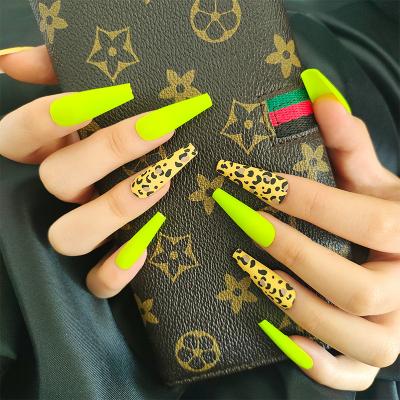 China Wholesale Long Salon Effect Coffin Press On Nails Matte Ballerina False Nails Artificial Custom Luxury Colorful Press On Nails for sale