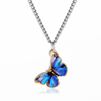 China Beautiful FASHIONABLE Hot Blue Butterfly Necklace Fashion Amazon Chandelier Butterfly Necklaces Bracelets For Women Accessories Jewelry 2020 for sale