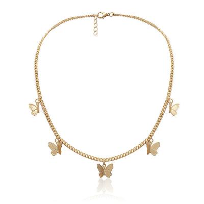 China FASHIONABLE Zircon Crystal Rose Chain Necklace Hip Hop Butterfly Jewelry Diamond Statement Pendants Clavicle Chain Choker Necklace for sale