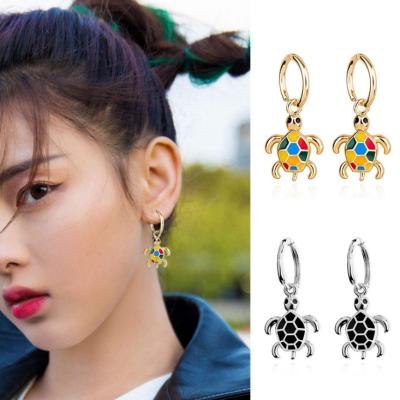 China TRENDY Korean Fashion Charms Turtle 2020 Huggies Circle Earring Gold Plated Jewelry Cute Drop Dangle Earrings For Women for sale