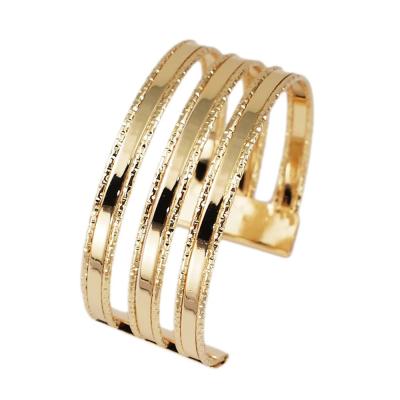 China Fashion Open Bangle HANSIDON Bracelets Minimalist Bracelets Bangle Slap Hollow Metal Bangle Statemend Punk Gold Plated Jewelry Accessory Wholesale for sale