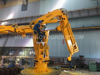 China HAOYO 1.2ton/14.4m Folding Electric Hoist Small Boat Marine Crane for sale