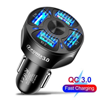 China Conveient Car Charger 4 USB QC 3.0 Safe Car Adapter For Mobile Phone Chargers Travel USB Car Charger For Android IOS Phone For IPad for sale