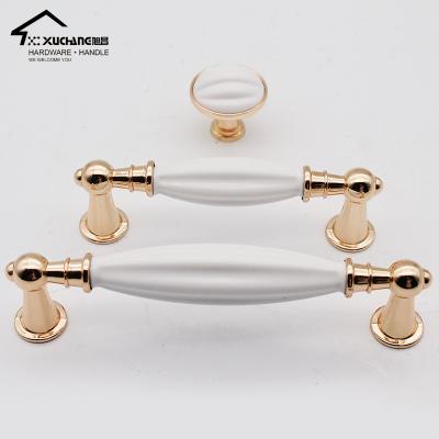 China Modern Classic Porcelain 128mm Zinc Ceramic Cabinet Handle Kitchen Drawer Door Handle for sale