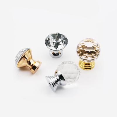 China Modern Hot Selling Crystal Knobs Fashion Cabinet Living Room Drawer Dresser Glass Knobs for sale