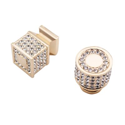 China New Modern Fashion Design Zamak Crystal Fancy Gold Round And Square Cabinet Handles for sale