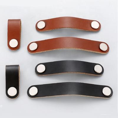 China Modern Fashion American Style Leather Handles Furniture Pulls Profile Desk Drawer Handles for sale